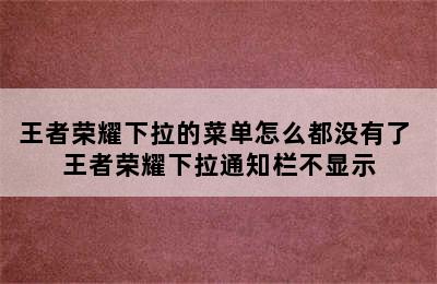 王者荣耀下拉的菜单怎么都没有了 王者荣耀下拉通知栏不显示